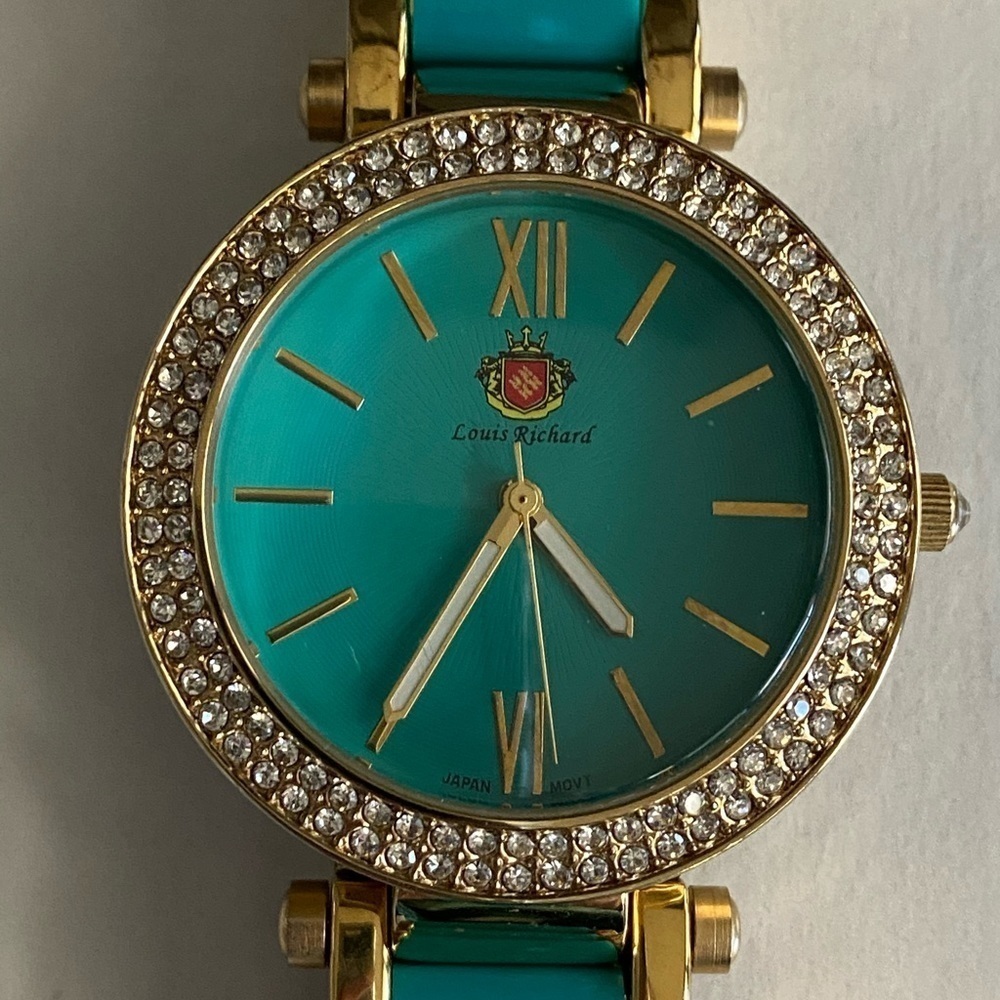 Louis Richard Eden Watch - Teal Swarovski Crystals